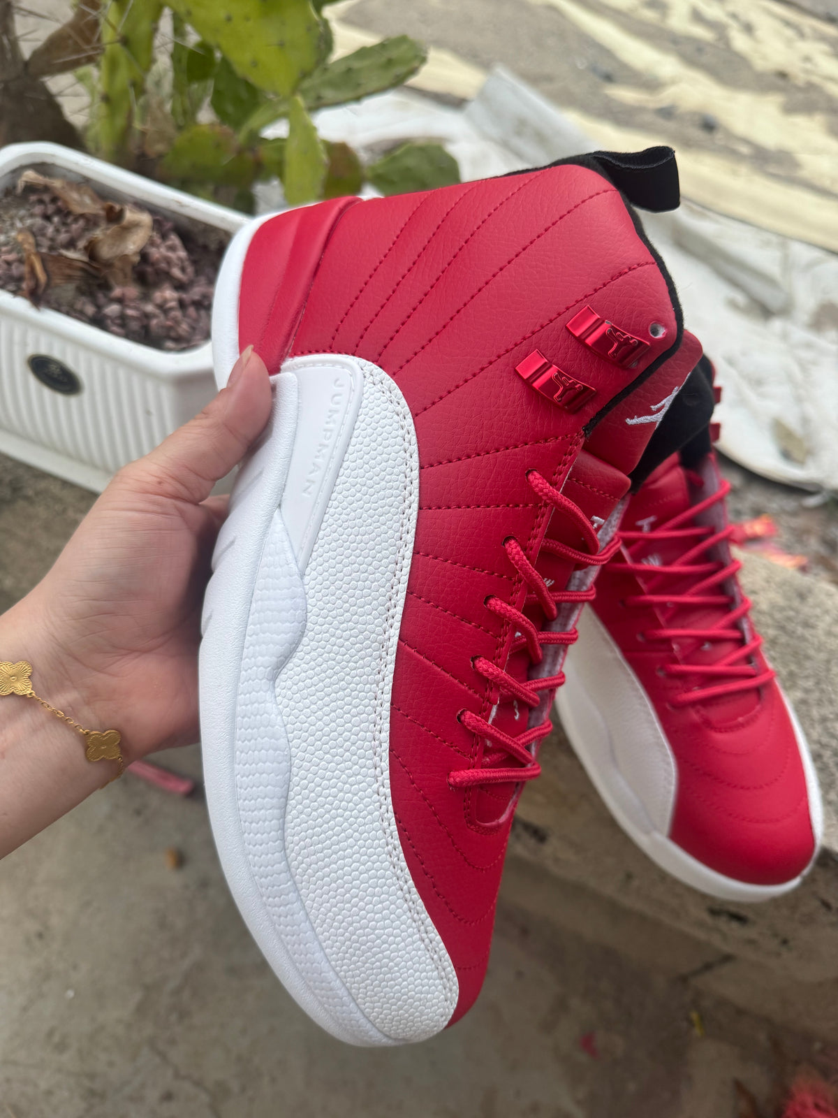 Air Jordan 12 Retro Sneakers – White & Red
