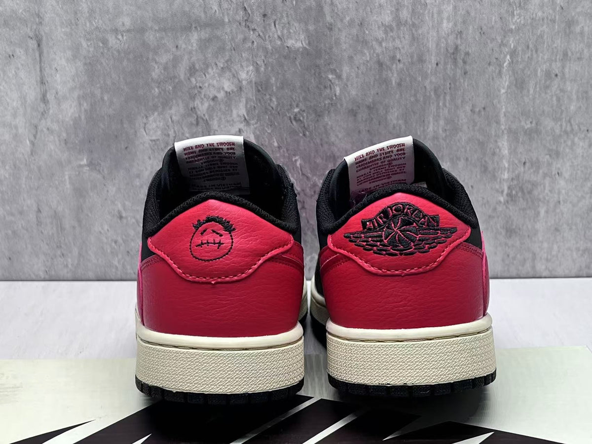 Travis Scott x Air Jordan 1 Low OG SP Black & Red Reverse Swoosh Sneakers