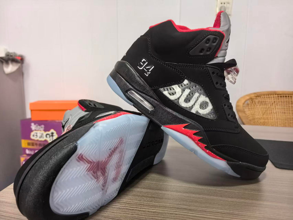 Air Jordan 5 Sneakers – Black & Red