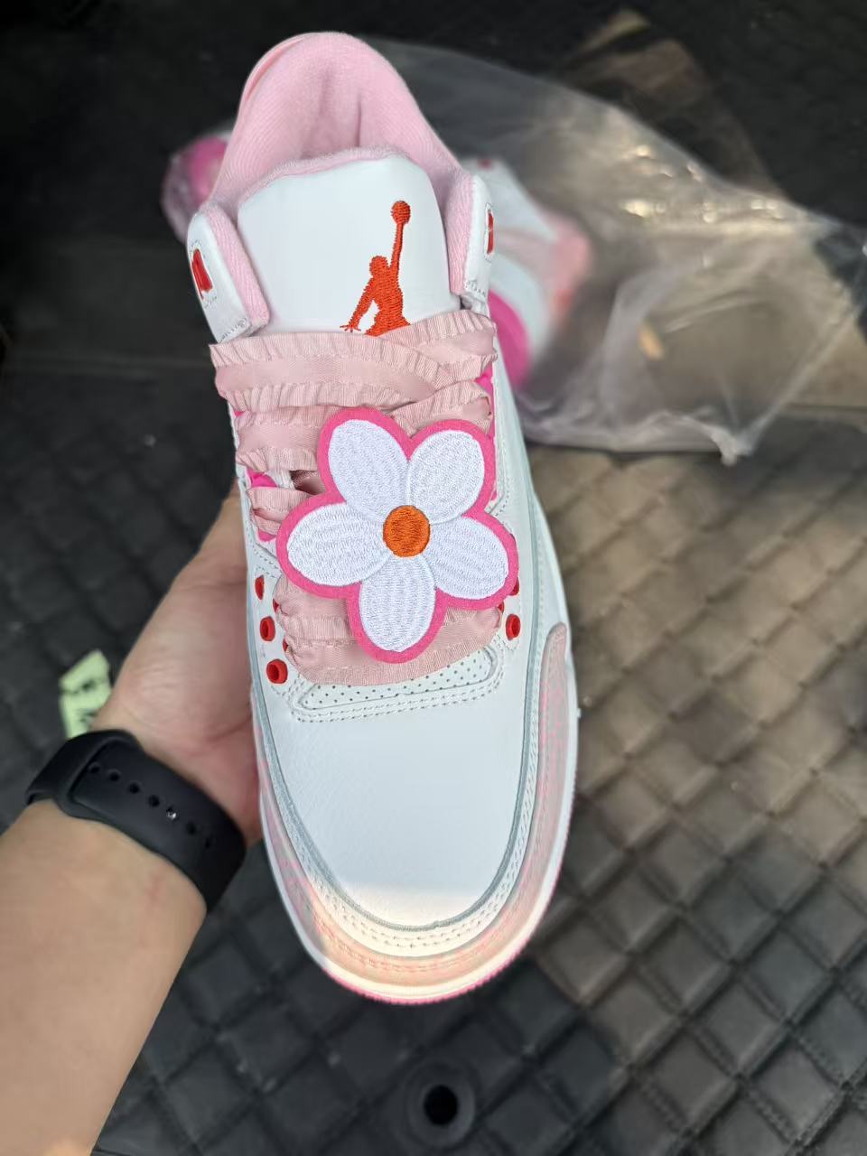Air Jordan 3 Sneakers – White & Pink Floral Detail