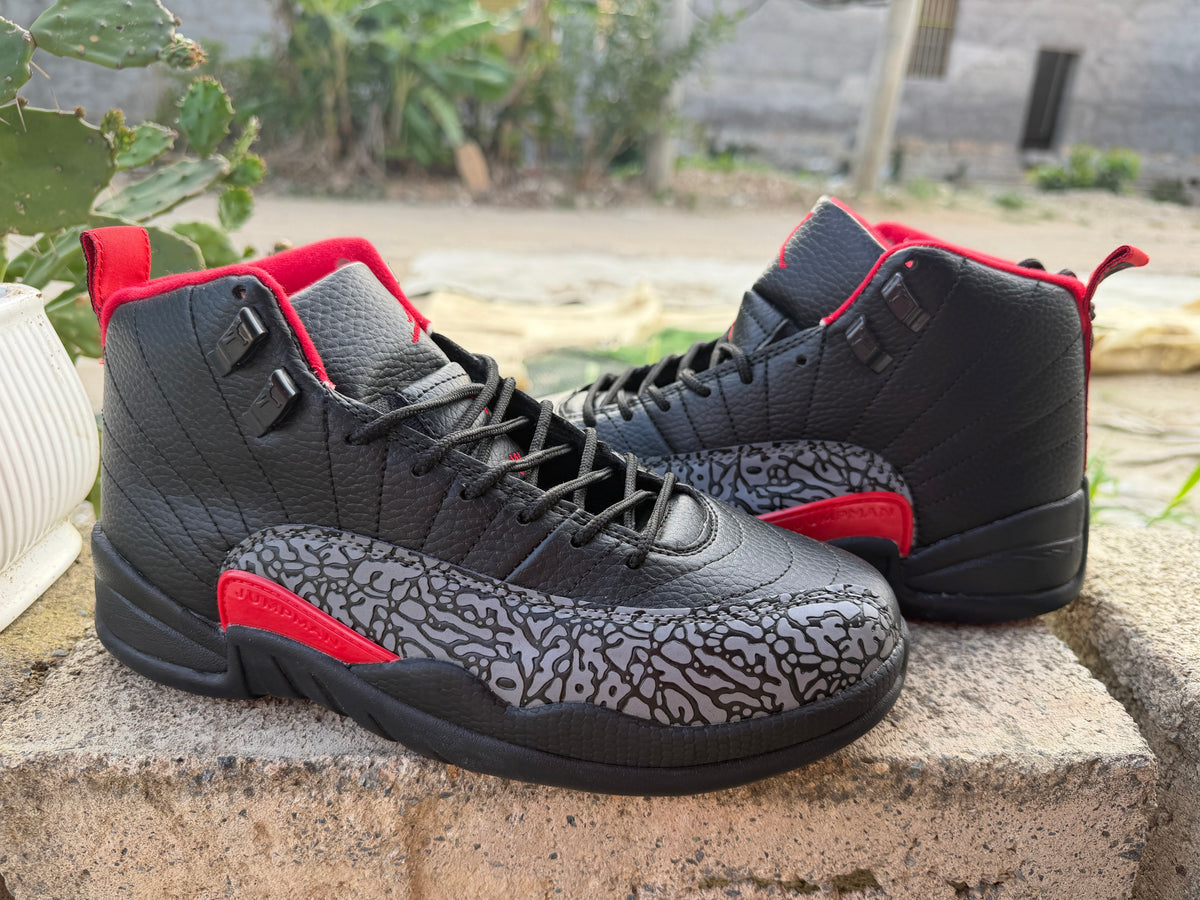 Air Jordan 12 Black Patterned Sneakers – Men's & Women's