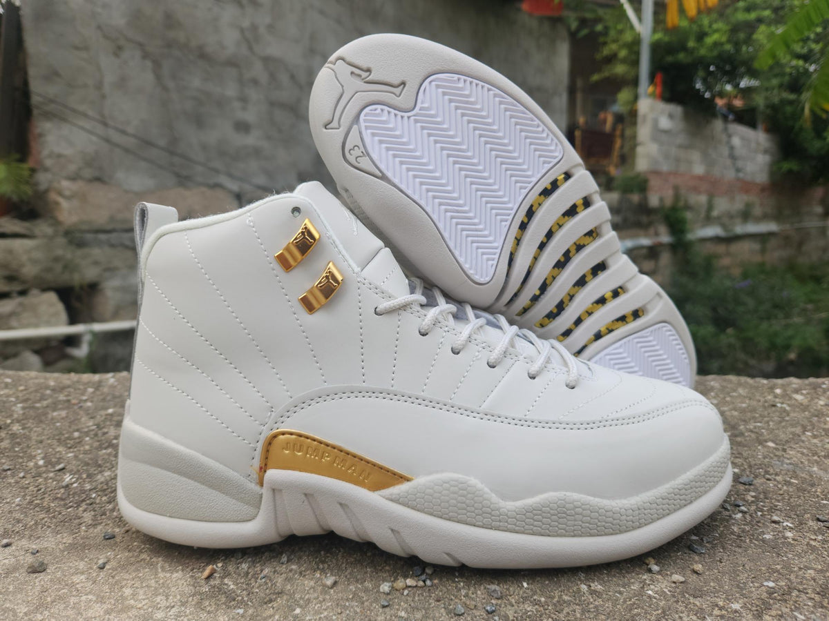 Air Jordan 12 Gray & Gold Sneakers