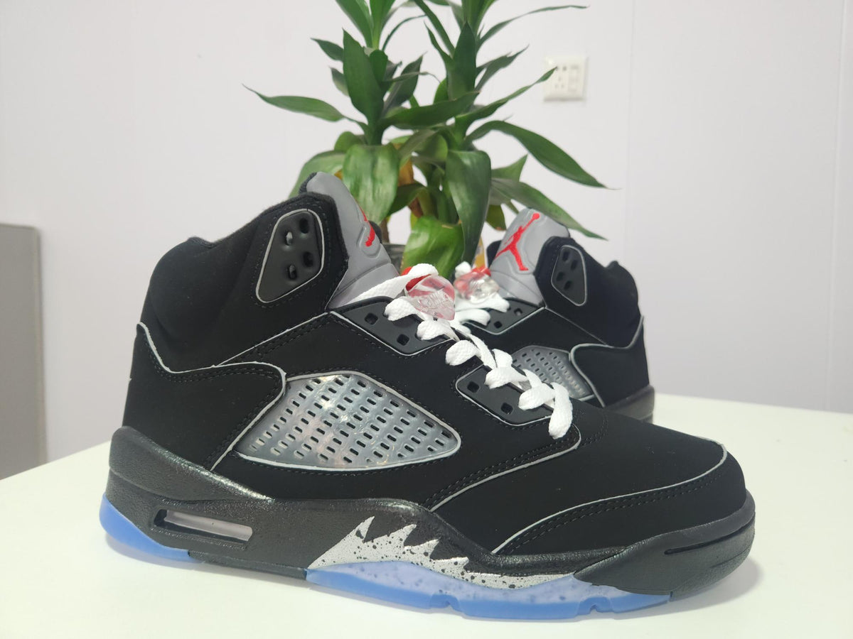 Air Jordan 5 Black with Silver Accents Sneakers