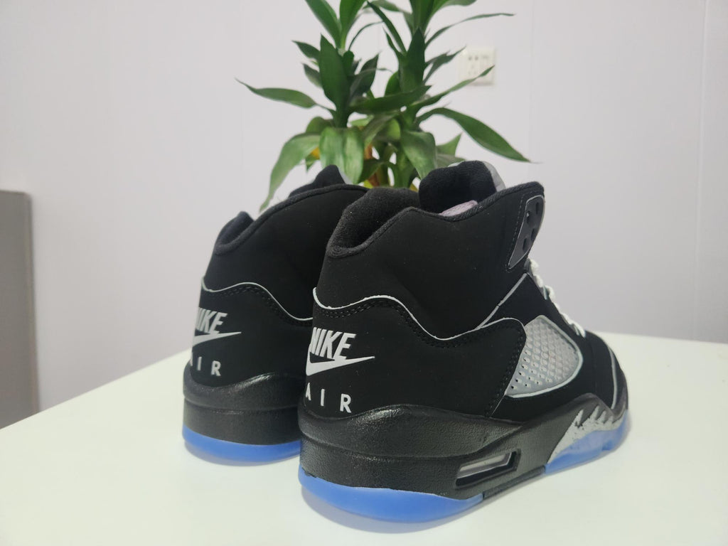 Air Jordan 5 Black with Silver Accents Sneakers