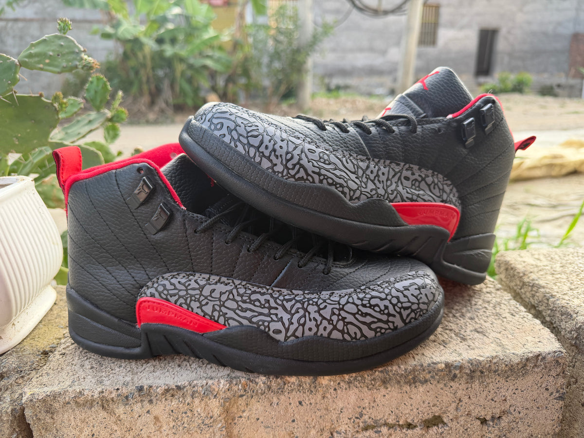 Air Jordan 12 Black Patterned Sneakers – Men's & Women's