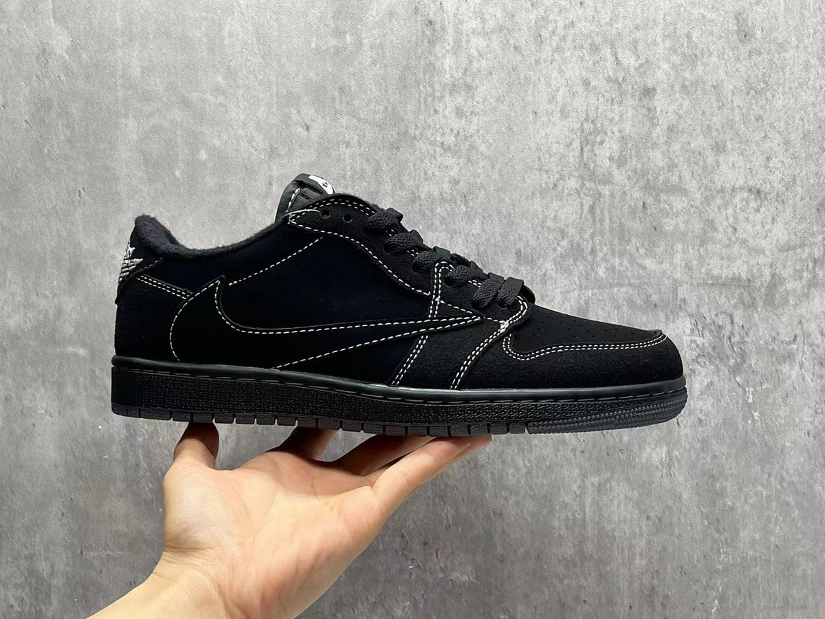 Travis Scott x Air Jordan 1 Low OG SP Black Phantom Reverse Swoosh Sneakers