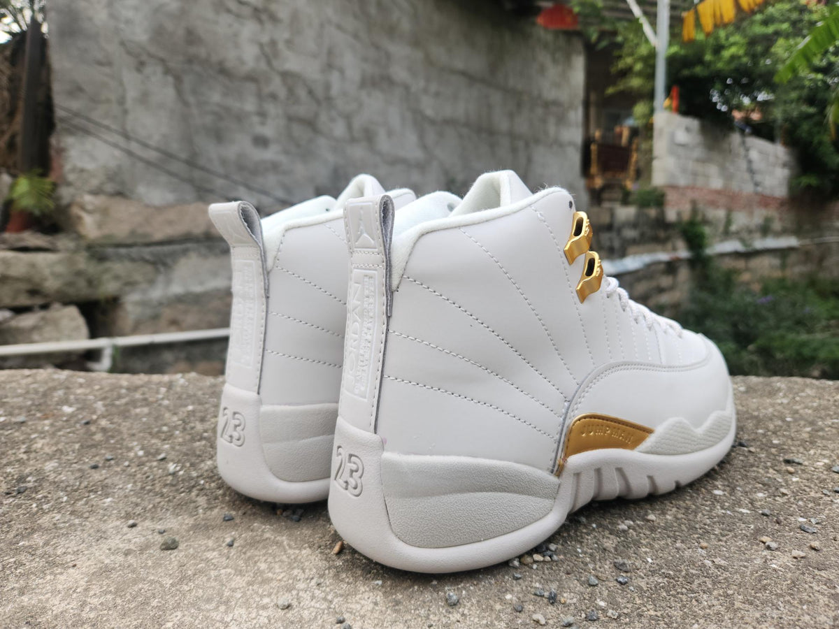 Air Jordan 12 Gray & Gold Sneakers