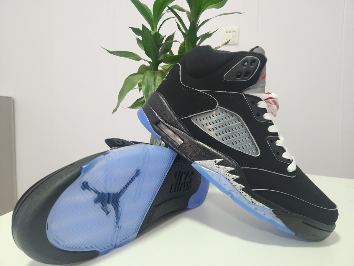 Air Jordan 5 Black with Silver Accents Sneakers