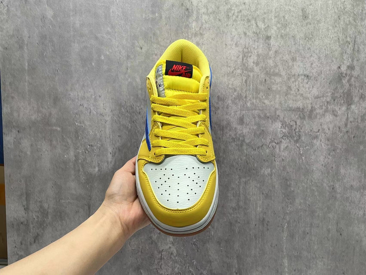 Travis Scott x Air Jordan 1 Low OG SP – White & Yellow Reverse Swoosh