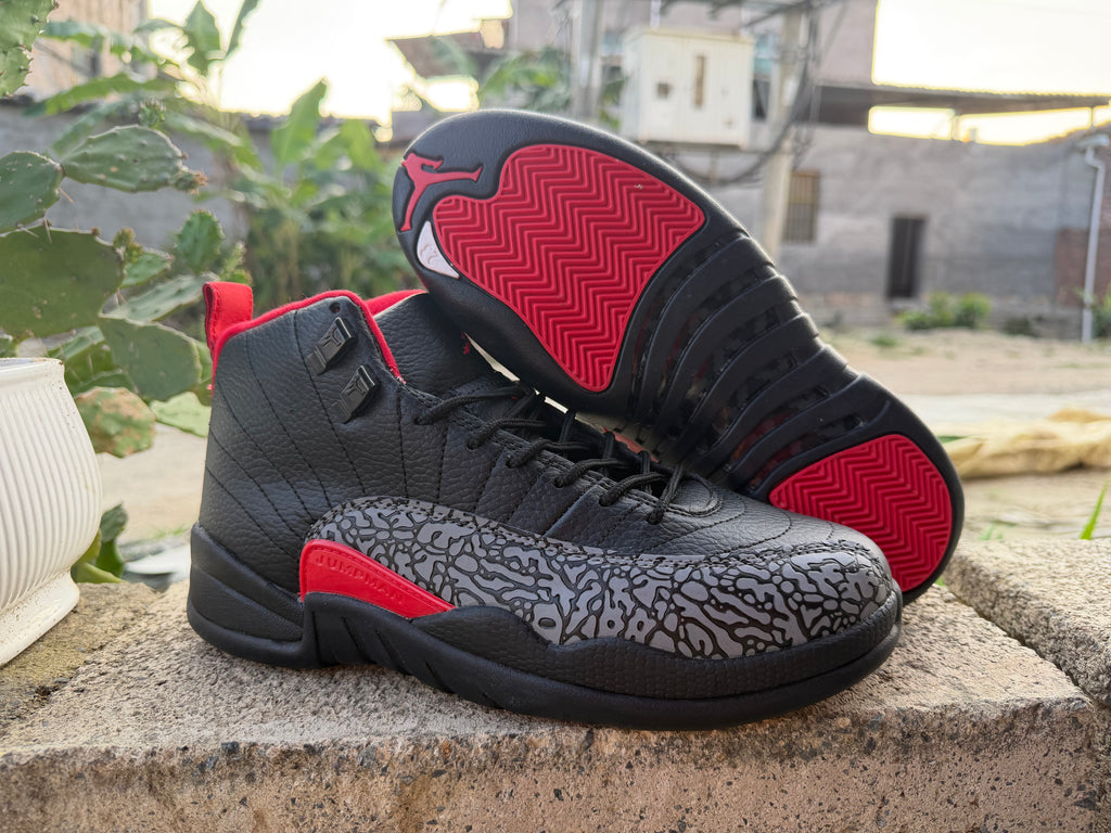 Air Jordan 12 Black Patterned Sneakers – Men's & Women's
