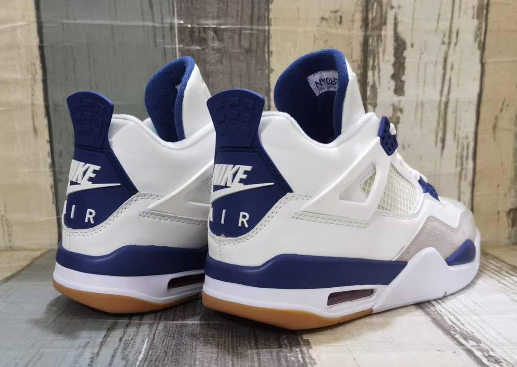 Air Jordan 4 Retro Sneakers – Off-White & Blue