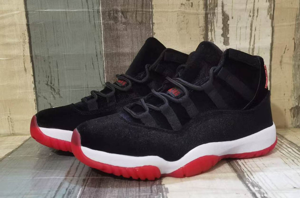 Air Jordan 11 Black & Red Velvet Sneakers for Men & Women