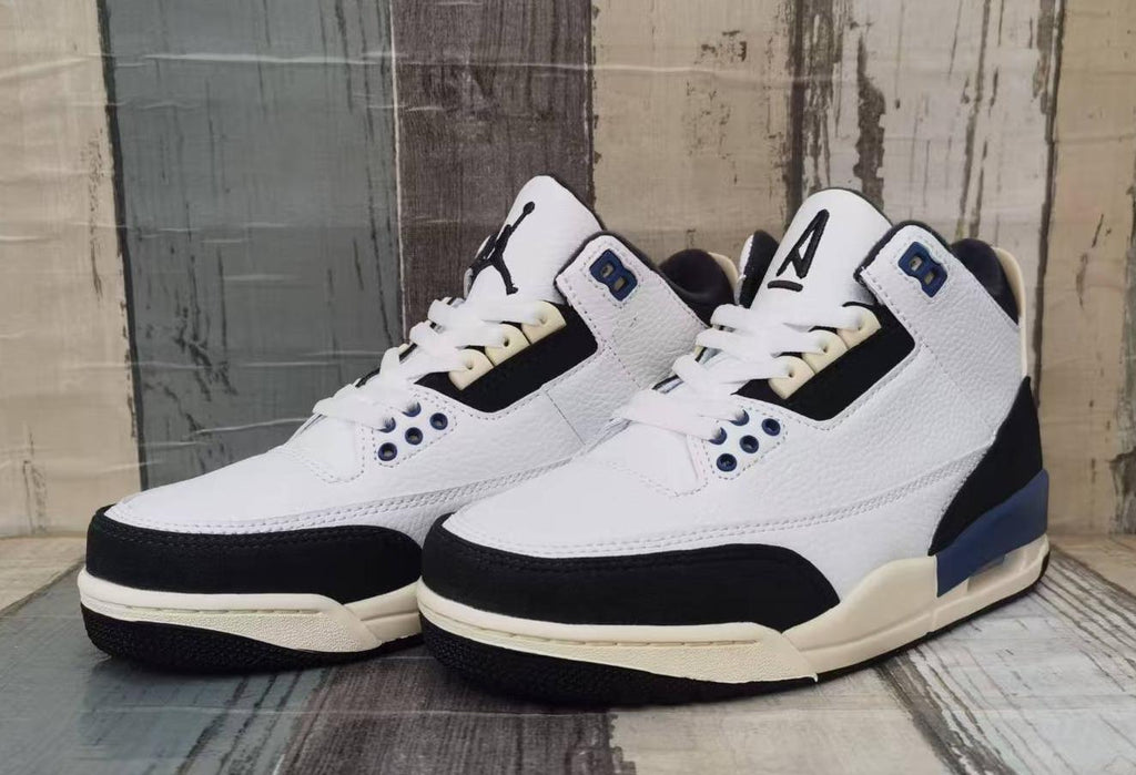 Air Jordan 3 Retro Men's Sneakers - White/Grey/Blue