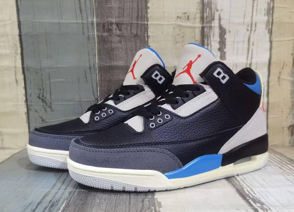 Air Jordan 3 Retro Men's Sneakers - Black/Blue/Red