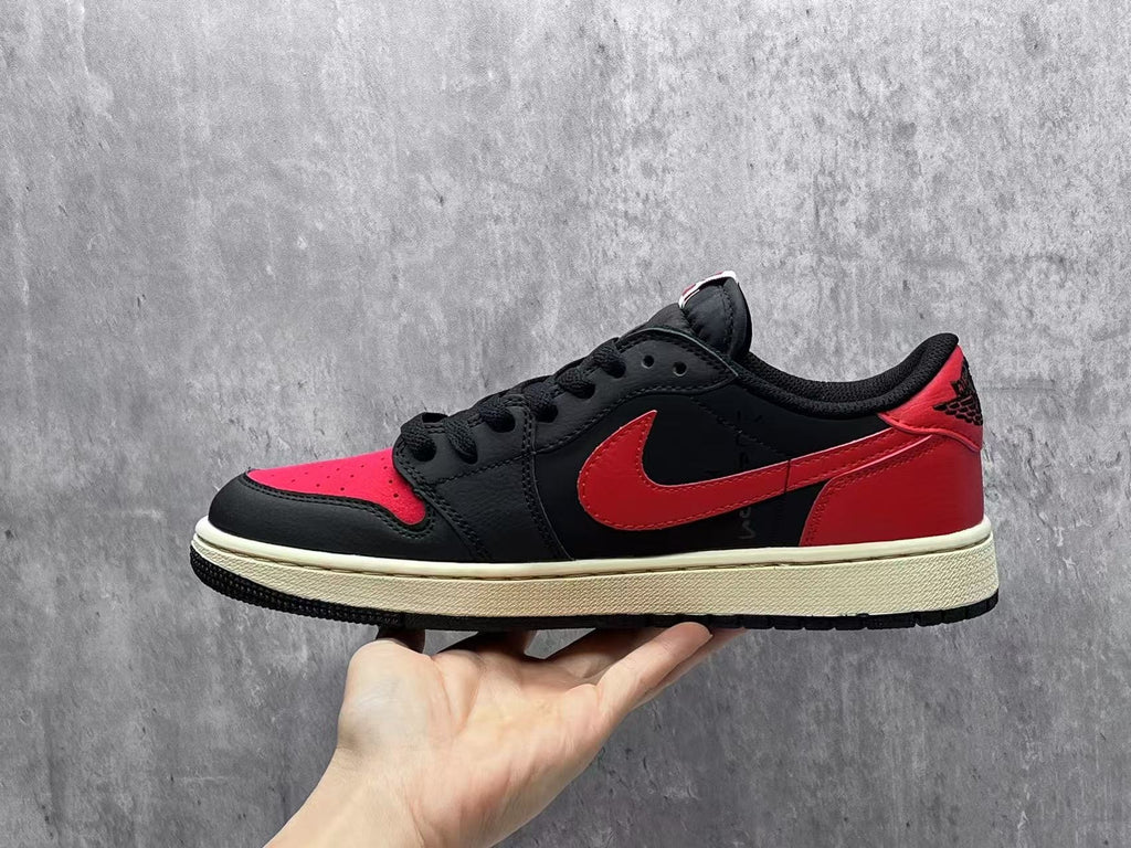 Travis Scott x Air Jordan 1 Low OG SP Black & Red Reverse Swoosh Sneakers