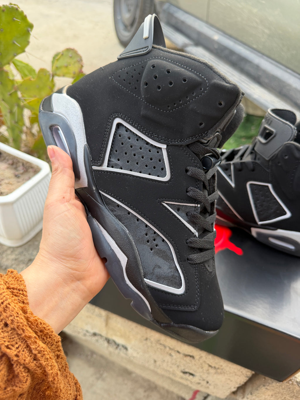 Air Jordan 6 Sneakers – Black & Silver