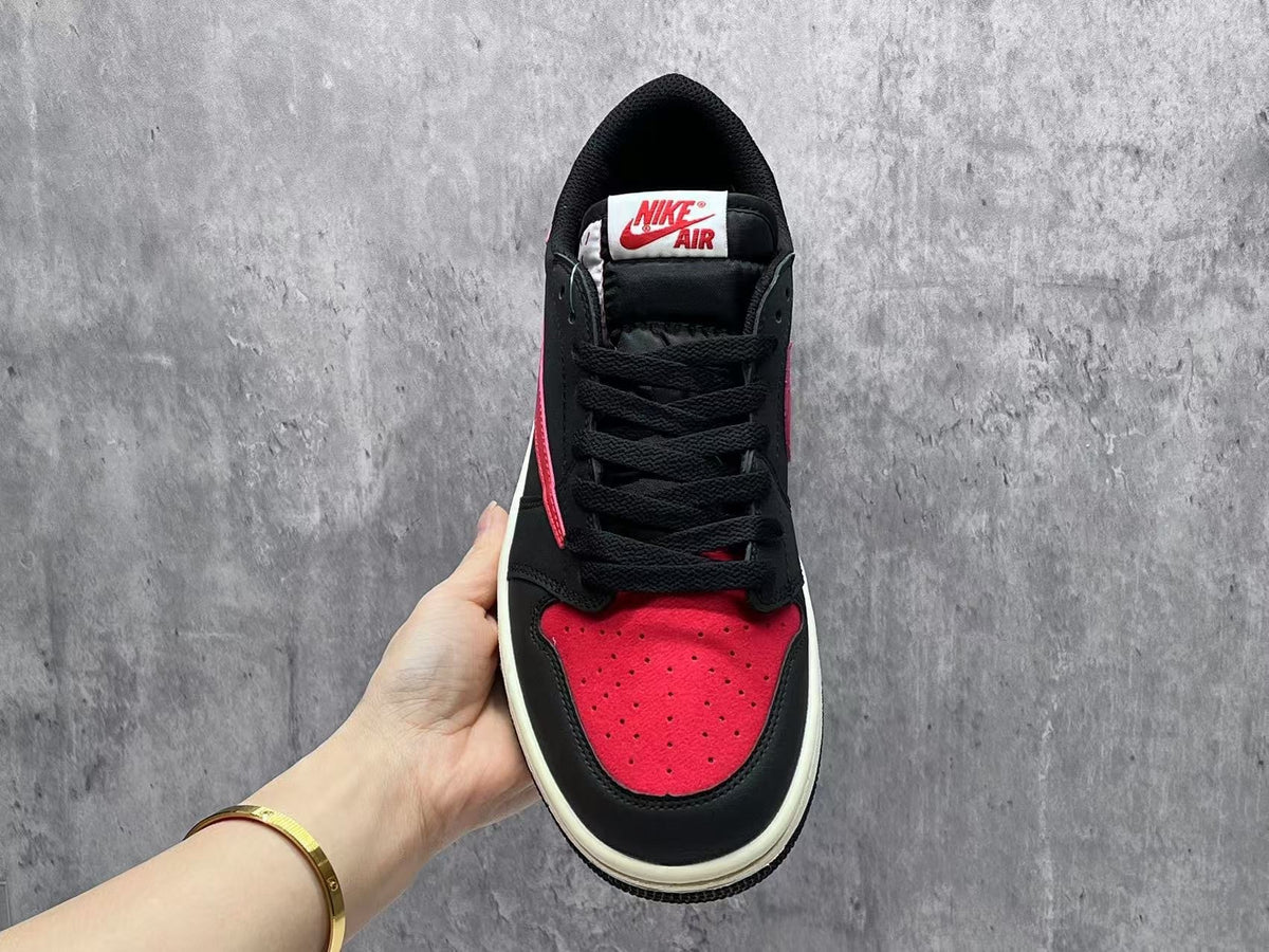 Travis Scott x Air Jordan 1 Low OG SP Black & Red Reverse Swoosh Sneakers
