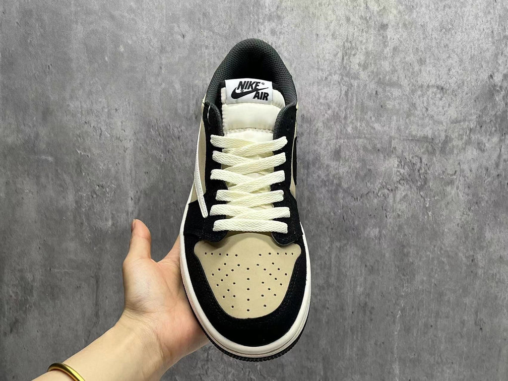 Travis Scott x Air Jordan 1 Low OG SP Beige & Black Reverse Swoosh Sneakers
