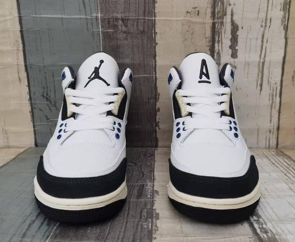 Air Jordan 3 Retro Men's Sneakers - White/Grey/Blue