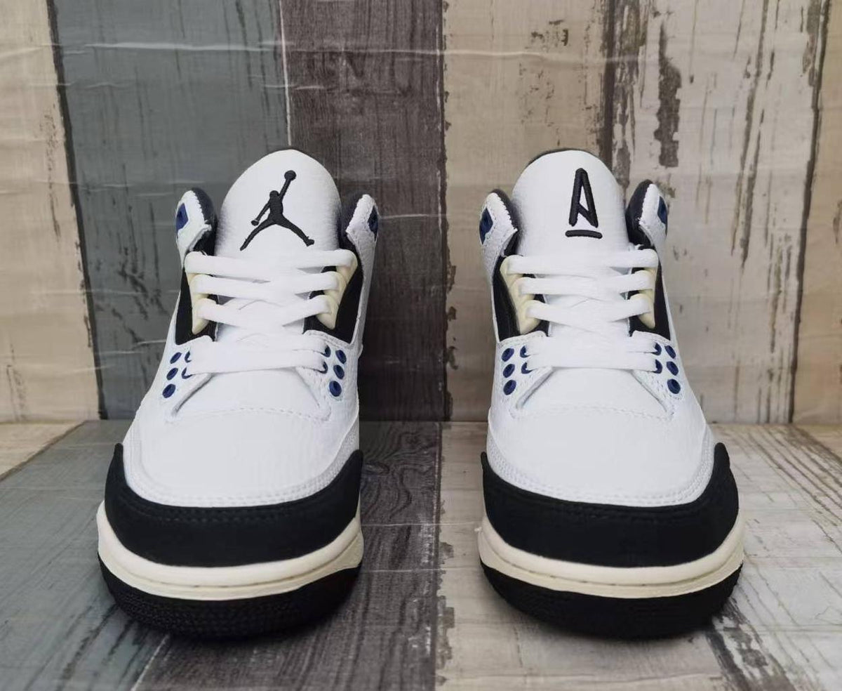 Air Jordan 3 Retro Men's Sneakers - White/Grey/Blue
