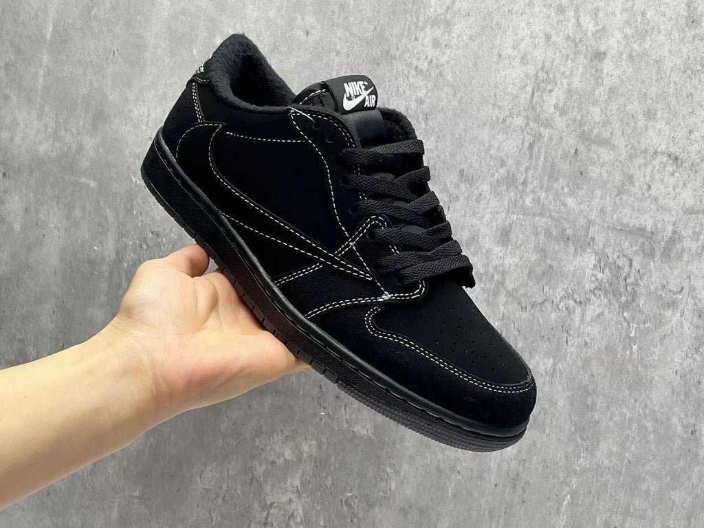 Travis Scott x Air Jordan 1 Low OG SP Black Phantom Reverse Swoosh Sneakers